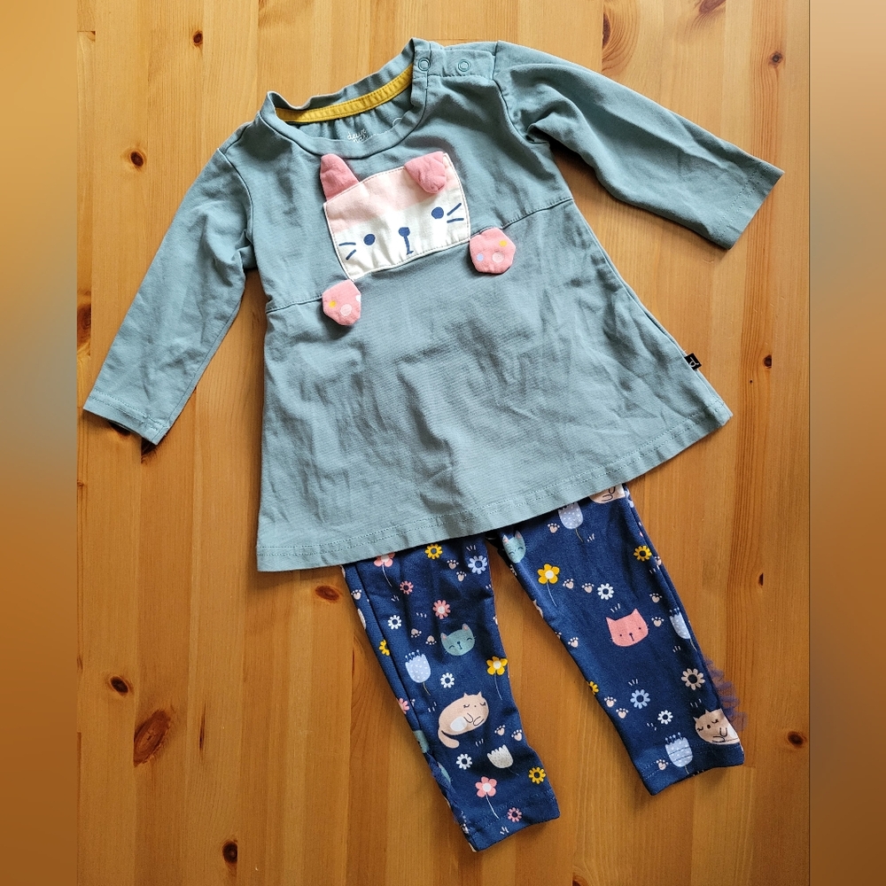 Duex par Duex - Cat Dress & Leggings set - EUC - 12m $10
